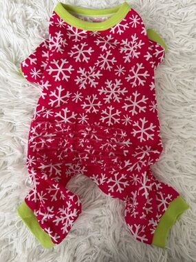 Red White Snowflake Dog Pajamas Size Small
